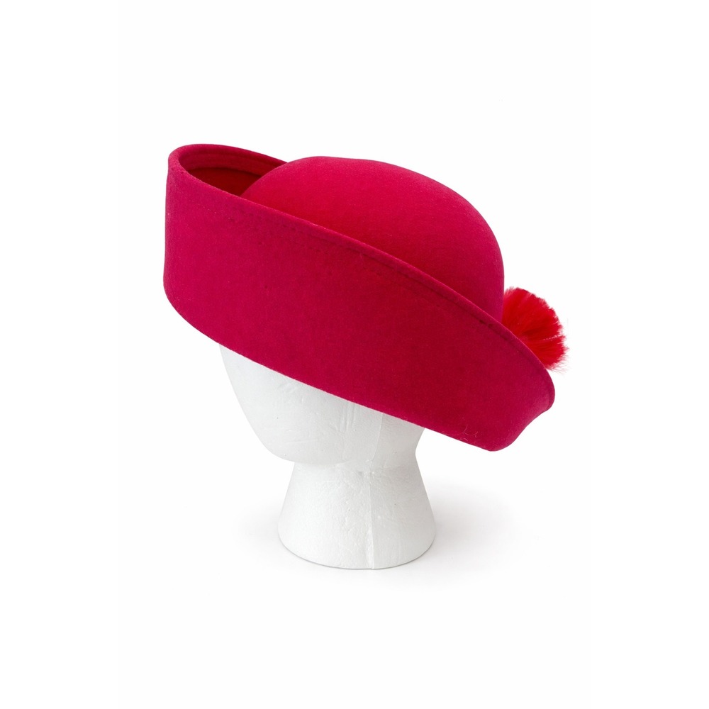 Geo W. Bollman & Co. Womens High Rim Derby Hat OS Pink 100% Wool Floral Hat Pin